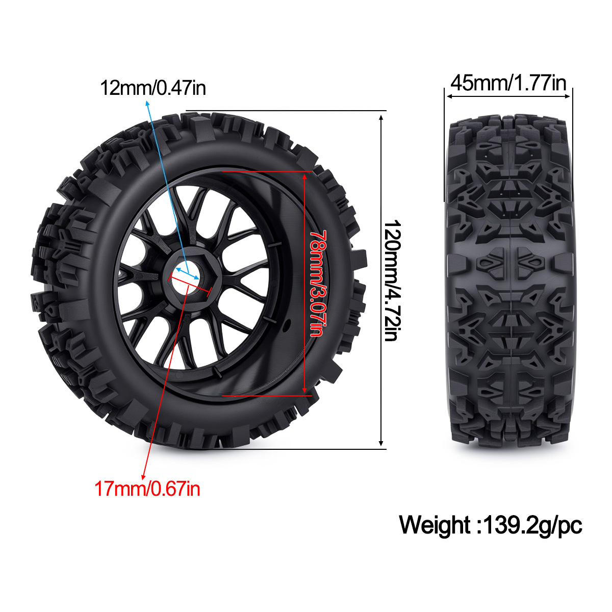 Ban RC Off-Road 120MM dengan H - Yunshen Rc Hobby ulasan dan harga